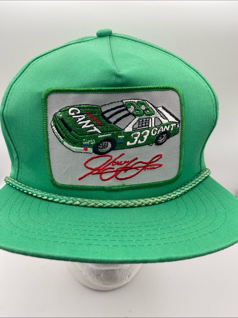 Vintage HARRY GANT NASCAR 33 Patch Adult Adj. Green SnapBack Cap